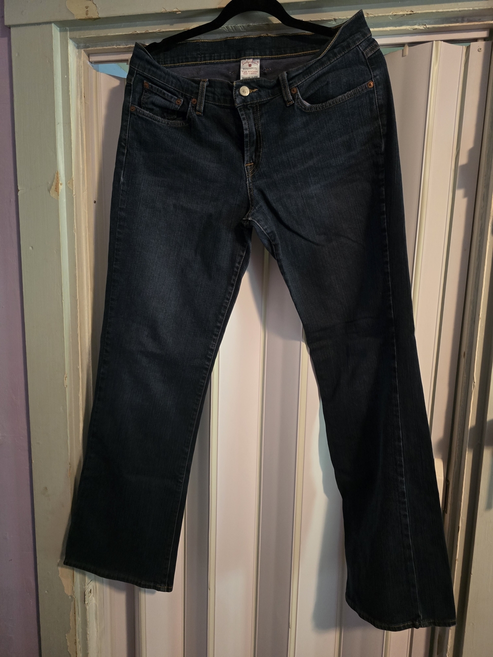 Lucky Brand Dark Blue Denim Jeans with Gold Stitching